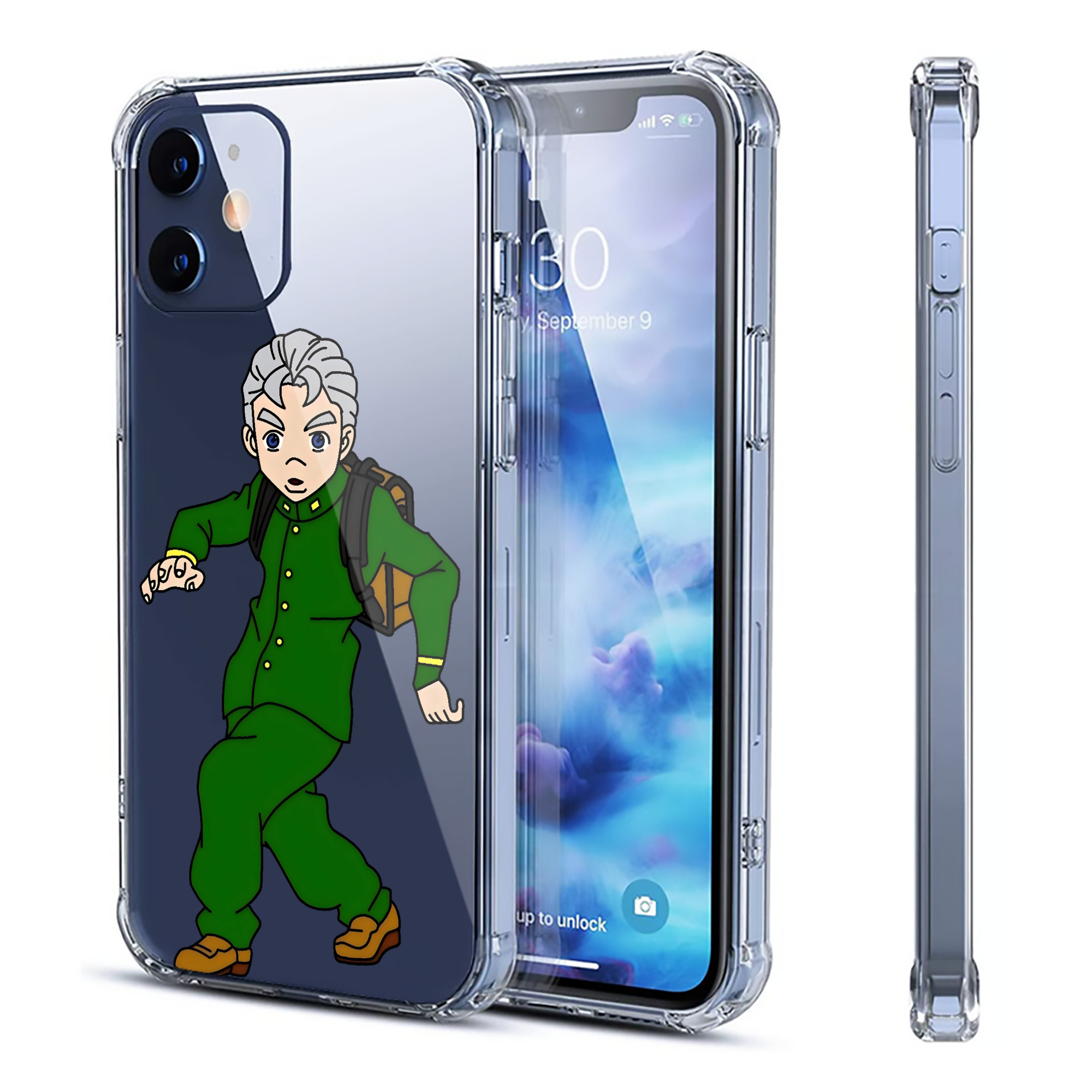 （画像用） ジョジョの奇妙な冒険 広瀨康一 JoJo's Bizarre Adventure Hirose Koichi 【iPhone 12シリーズ対応】透明スマホケース（クリアソフトケース）